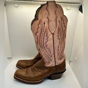 Justin Boots Blush and Brown Heeled Boots